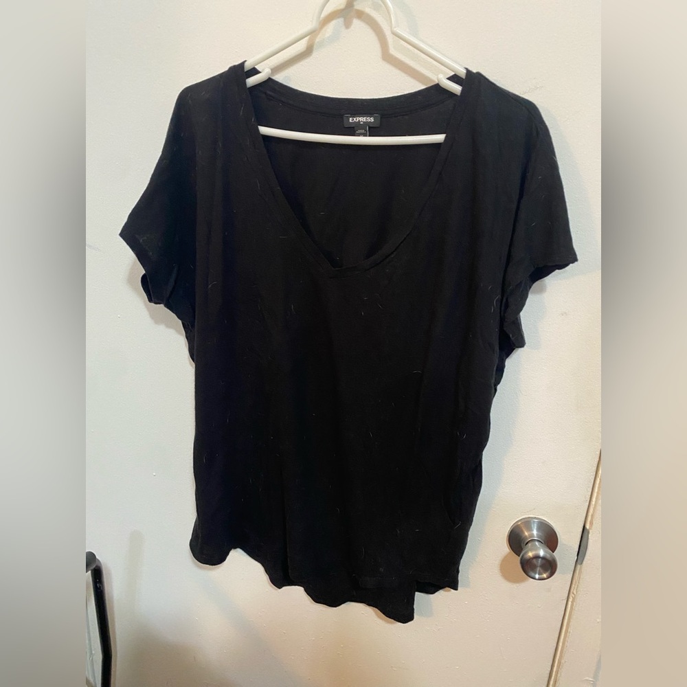 Express Black V-Neck Short Sleeve Tee